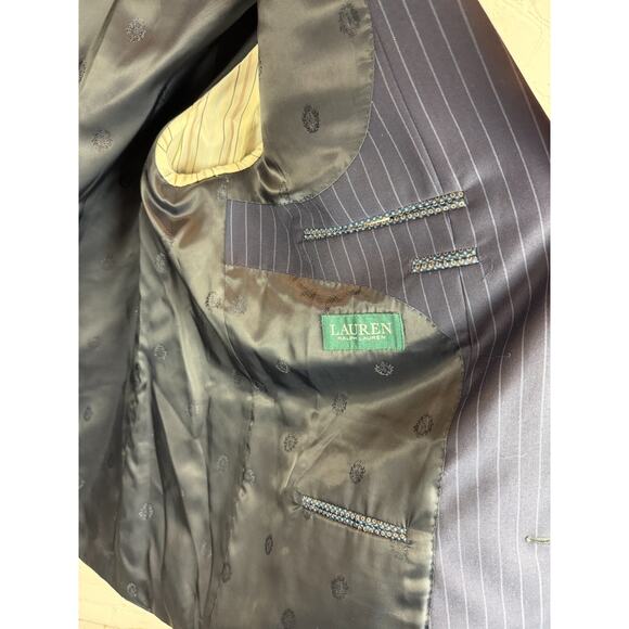 LAUREN RALPH LAUREN blue striped wool blend mens jacket blazer 48L - Picture 9 of 13